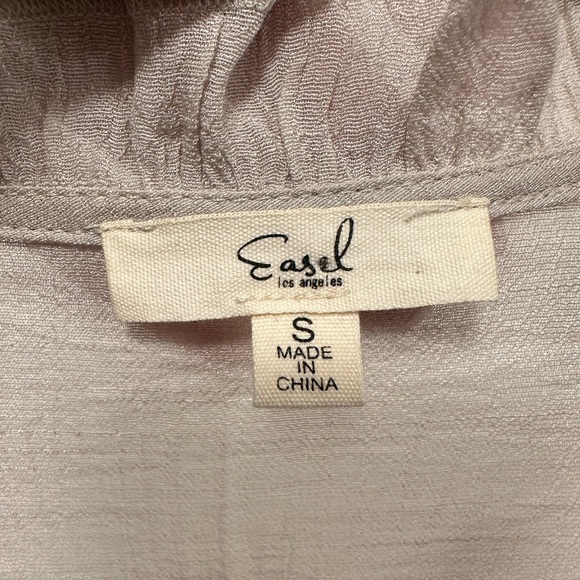 Anthropologie easel Taupe gray Ruffle Open-Front Kimono cardigan oversized small - Picture 6 of 7